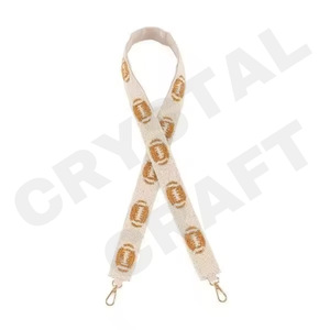 Sangles de sac de perles de rocaille en or blanc personnalisées de buffle accessoire à la mode 'Hook Em Horns' sangle de sac à main perlée - Product Image 3