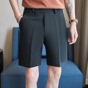 2025กางเกงขาสั้นผู้ชายผ้าคอตตอน100% ใหม่สำหรับฤดูร้อนกางเกงขาสั้นเอวตาข่ายสีทึบกางเกงขาสั้นคุณภาพสูงกางเกงขาสั้นลำลองธุรกิจเพื่อสังคม - Product Image 6