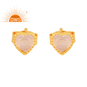 Venta caliente plata esterlina 18K chapado en oro Arco Iris Luna piedra preciosa corazón diseño Stud pendiente Demi joyería fina fabricante - Product Image 1