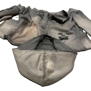 Men's 500 Gsm Heavyweight Terry Acid Wash Hoodies Double Zipper Custom Distressed Rhinestone New Style Zipper Hoodies - Product Image 3