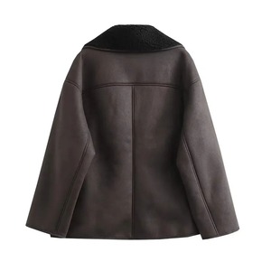 Thin Sheep Skin <b>Leather</b> Jackets for Men Autumn Winter Warm Wool Blends Knitted <b>Coats</b> Demi-season Plush Outerwear - Product Image 5