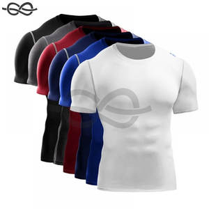 Hauts de compression à manches courtes pour hommes Sportswear Bodybuilding Tee Quick Dry Athletic Tops Gym Training Running - Product Image 1