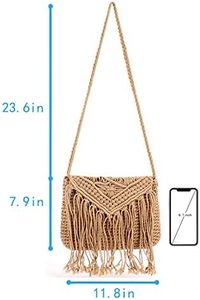 กระเป๋าโท้ทฟางสำหรับผู้หญิง, กระเป๋าสะพายไหล่สไตล์โบฮีเมียนความจุขนาดใหญ่กระเป๋าชายหาดพร้อมซับใน - Product Image 2