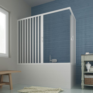 Paroi de douche pliante en PVC anti-calcaire Forte, système accordéon, durable, modèle d'angle, réversible - Product Image 1