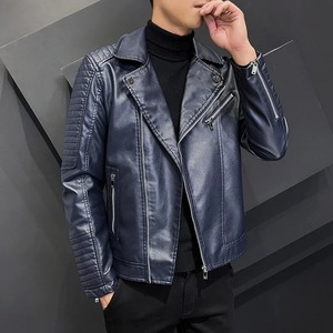 Nouvelle veste en cuir véritable et toile décontractée pour moto, col rabattu, coupe ajustée, haute qualité, streetwear tendance pour homme - Product Image 3
