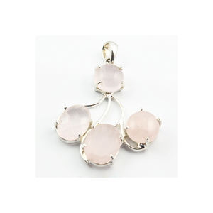 Pendentif en argent sterling 925 Quartz rose naturel pendentif en pierres précieuses bijoux pour fournisseur en gros ODM OEM prix en vrac - Product Image 3