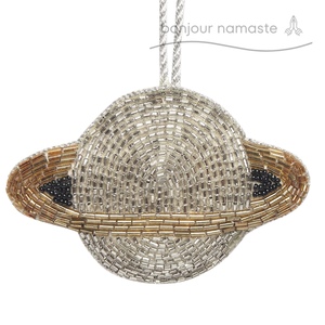 Decorazione dell'albero ispirata allo spazio di Natale saturno fatto a mano per gli amanti della scienza e gli appassionati di astronomia per le feste - Product Image 3