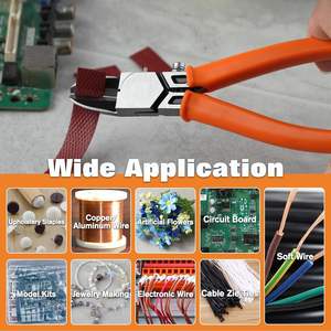 Cortadores de alambre de acero al carbono de alta calidad, cortadores de descarga en ángulo de 15 grados, alicates de corte lateral Ultra para fabricación de anillos, venta al por mayor - Product Image 2