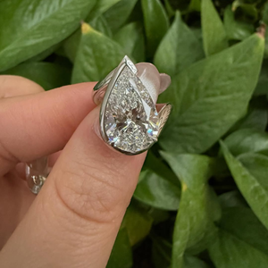 Bague de fiançailles en moissanite de 4 carats, coupe poire, or rose 10 carats, bijoux fins classiques, vente en gros, best-seller - Product Image 5