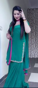 Designer Trendy Salwar Kameez Sharara Suits for Women Free Size Wedding Festival Party Reception Wear Kurta Plazzo 3-<b>Pic</b> Sets - Product Image 2