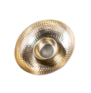 Plateau de nourriture brillant poli métal puce Dip assiette de service en acier inoxydable avec soucoupes d'assaisonnement utilisation Restaurant et hôtel - Product Image 2