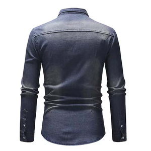 Camisa vaquera gris oscuro con lavado ácido para hombre, informal Camisa vaquera de manga larga para hombre, ropa de abrigo de servicio al por mayor de talla grande 2025 - Product Image 6