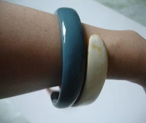 Aquamarine Lacquered Eco-Friendly <b>Love</b> Cut Horn Cuff <b>Bracelet</b> Handmade Buffalo Horn Open Cuff Modern Statement Fashion Jewelry - Product Image 5