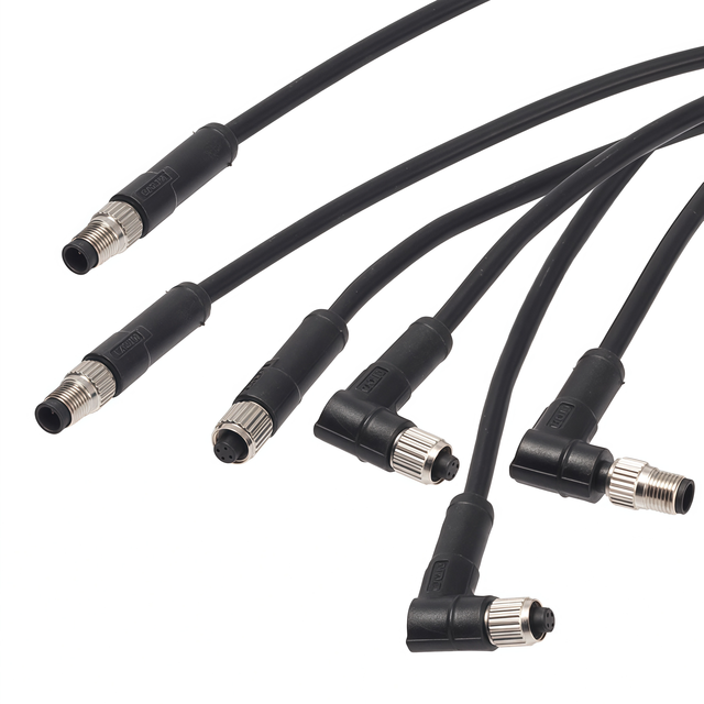 Industrial M5 Small Molded Waterproof Straight Bent Unshielded 3 4 Pin 1 Meter Wire Aviation Cable Connector