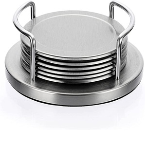 Stainless Steel Metal <b>Set</b> <b>of</b> <b>6</b> <b>Coaster</b> for Kitchen Tea Coffee Dining <b>Table</b> Top Decorative <b>Coaster</b> - Product Image 1