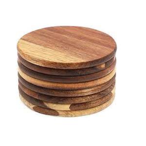 Natural <b>Pine</b> Tea & Coffee Coasters Restaurant and Hotel <b>Table</b> Use Wood Coasters Natural Wood <b>Round</b> Shape Coaster Set With Holder - Product Image 4