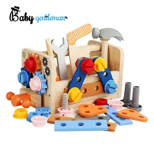 Wooden Workbench Simulation Disassembly Portable Toolbox Toy For Kids Z03223D