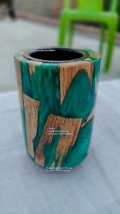 Modern Islamic Incense Burner Epoxy Resin <b>Bakhoor</b> Burner with Wooden Tray <b>Oud</b> Mabkhara for Ramadan Home Decor and Gift - Product Image 3