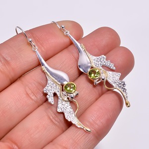 AAA Quality Natural Peridot Gemstone 925 Sterling <b>Silver</b> Minimalist Style Drop <b>Earrings</b> Outstanding Valentine & Party Gift - Product Image 4