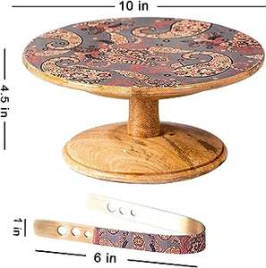 Soporte de pastel de madera redondo personalizado fuerte en color marrón con patas de madera para Catering Postre Cason soporte de pastel de madera - Product Image 3