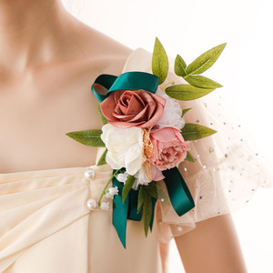 Style coréen mariage mariée épaule corsage <span class=keywords><strong>demoiselle</strong></span> <span class=keywords><strong>d</strong></span>'<span class=keywords><strong>honneur</strong></span> bal <span class=keywords><strong>robe</strong></span> de soirée accessoires artificielle Rose fleurs pour les femmes - Product Image 6