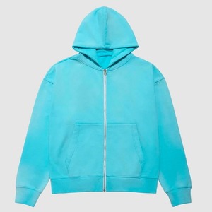 2025 impression personnalisée coton lourd polaire surdimensionné Boxy sweats délavés en détresse Vintage Zip lavage à l'acide à capuche pour hommes été - Product Image 2