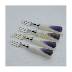 Ensemble de fourchettes élégant en acier inoxydable avec manche en résine couverts ustensiles en argent avec époxy de haute qualité 2025 ensemble de fourchettes de vente chaude - Product Image 3