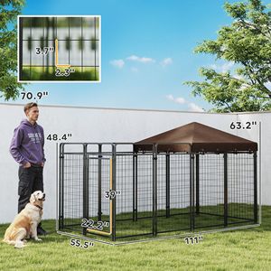 Caseta de Lujo para Perros XXL de Acero Inoxidable, Jaula Grande para Exterior con Diseño Cuadrado y Estilo Animal para Cría de Marca - Product Image 5