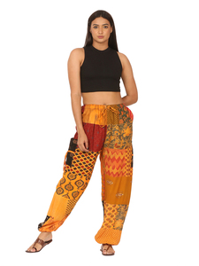 Pantalon sarouel en coton taille libre pour femmes haut confortable imprimé Boho Satin élastique vêtements de détente respirant Joggers Logo pantalon Baggy - Product Image 2