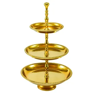 3 Tier Aluminium Gold Luxury Style <b>Cake</b> <b>Stand</b> Premium Design <b>Cake</b> <b>Stand</b> Elegant for Hotel Parties Table Top Decor Serving Usage - Product Image 6