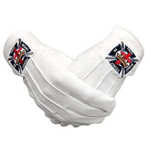Nouveauté 2025 Gants maçonniques en coton blanc uni avec logo brodé, poignet élastique, logo personnalisé disponible, gants 100% coton - Product Image 4