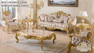 Magnificence Double Ensemble de Canapé Sculpté pour Salon Indien Fait à la Main Luxueux Ensemble de Canapé Meilleur Haut de Gamme Sculpté Blanc Or Pol - Product Image 6