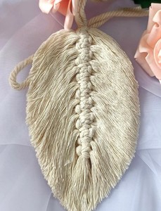 Customization LEAF Handwoven Boho <b>Curtain</b> Tieback Cotton <b>Curtain</b> Hold Back - Product Image 2