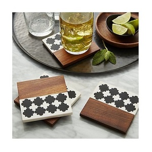 Dessous de verre en résine époxy bleu océan Tapis et tampons de tasse à thé en bois et en résine de couleur personnalisée unique disponibles en gros - Product Image 2