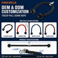 Ensemble d'accessoires de câble de musculation : Poignée en V, Poignée double en D, Barre droite rotative, Corde triceps, Mousquetons pour entraînement de tirage vertical