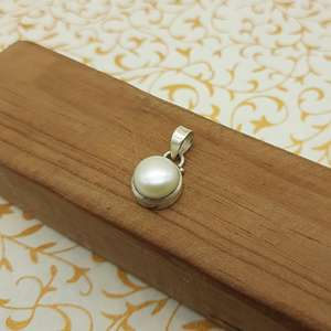 Pendentif élégant en argent sterling 925 diamant fait à la main bijoux en pierre avec cabochon à dos plat perle pierres précieuses pendentifs à breloque - Product Image 1