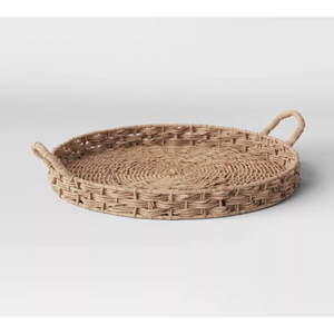 Luxueux plateau de service rectangulaire en rotin naturel élégant Floral décor à la maison accessoires de cuisine poignées pour le stockage de la restauration - Product Image 3