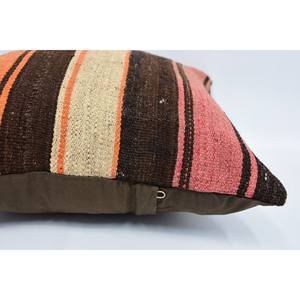 Brown Wool Kilim Patchwork <b>Bolster</b> <b>Pillow</b> 16x16 Inch Vintage Floral Print Woven Non-Slip Eco-Friendly Decorative <b>Pillow</b> - Product Image 5