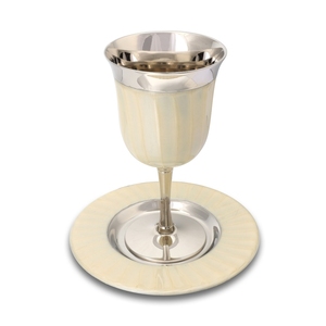12 oz Kiddush Cup Shabbat Holidays Kidush Copas Latón con plata Shabbat Judío Religioso Bendición Copa de vino hecha a mano - Product Image 4
