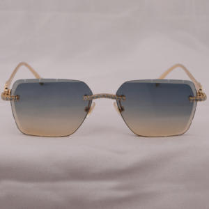 Lunettes de soleil marron unisexe serties de diamants en moissanite / Idéal pour un usage quotidien Lunettes de créateur - Product Image 1