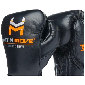 High Quality Adult Leather Professional Boxing <b>Gloves</b> Cowhide Hook Loop Closure <b>Type</b> Customized Logo Design MMA KickBoxing - Product Image 2