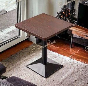 Café Restaurant Table Haute Qualité Bistro Café Bureau Café Table De Café Design Carré Table En Bois avec Base Carrée et Tube - Product Image 1