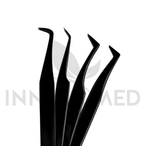 Black Diamond Grip Stainless Steel Lash Tweezers <b>Eyelash</b> Extensions 35 45 90 Degree Fiber Tip Pointed Volume Lash Extension - Product Image 4