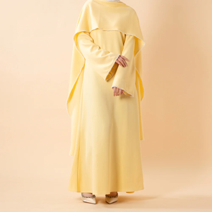 Nuovo Abito Abaya Elegante e Romantico con Perle e Mantella per l'Eid Ramadan, Maniche Lunghe, Autunno-Inverno, per Occasioni Speciali - Product Image 3