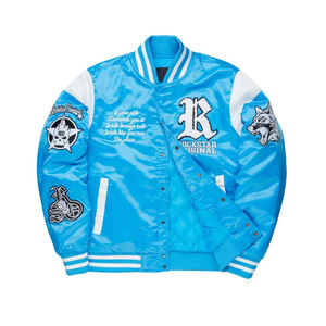 แจ็คเก็ตเบสบอลผ้าซาตินคุณภาพสูงสำหรับผู้ชาย ลดราคาพิเศษ ระบายอากาศ กันน้ำ กันลม ไซส์ใหญ่ คอตั้ง สไตล์ไฮสตรีท - Product Image 2