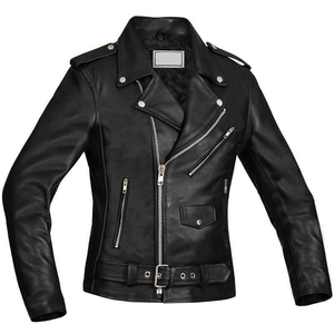 Gran oferta, chaqueta Bomber de motocicleta de piel de oveja auténtica para mujer con forro de satén, diseño personalizable transpirable - Product Image 1
