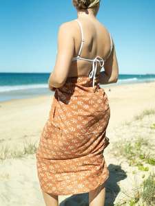 Hand Block Printed Cotton Sarong Beach Wrap <b>Skirt</b> Pareo Shawl Cotton Voile Scarf <b>Floral</b> Summer Wear - Product Image 2