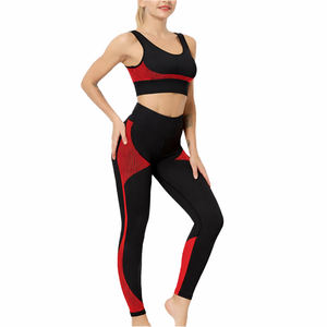 Conjunto Deportivo para Mujer, Sujetador Deportivo Sin Costuras Negro y Gris y Leggings de Cintura Alta, Ropa Deportiva con Bloques de Color para Gimnasio - Product Image 6