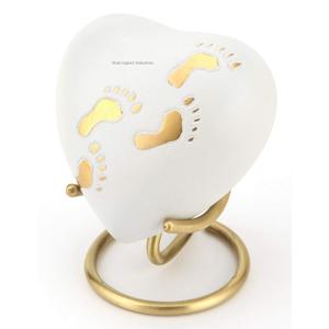 Meilleures ventes urnes en métal en forme de cœur avec support noir urnes funéraires funéraires décorées en marbre - Product Image 2