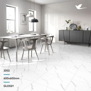 600X600MM ELEGANT CRISTAL BLANC GRIS LIGNE DE SOL EN PORCELAINE POLIE DE HAUTE QUALITÉ INDE POUR SALON Fabricant leader exportateur - Product Image 3
